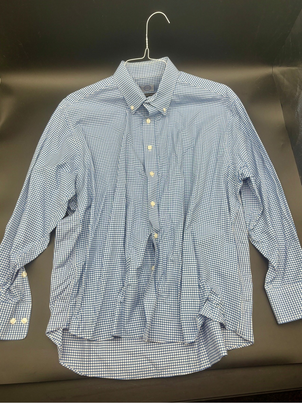 Stantt DataFit Custom Long Sleeve Gingham Dress Shirt - Men’s XL